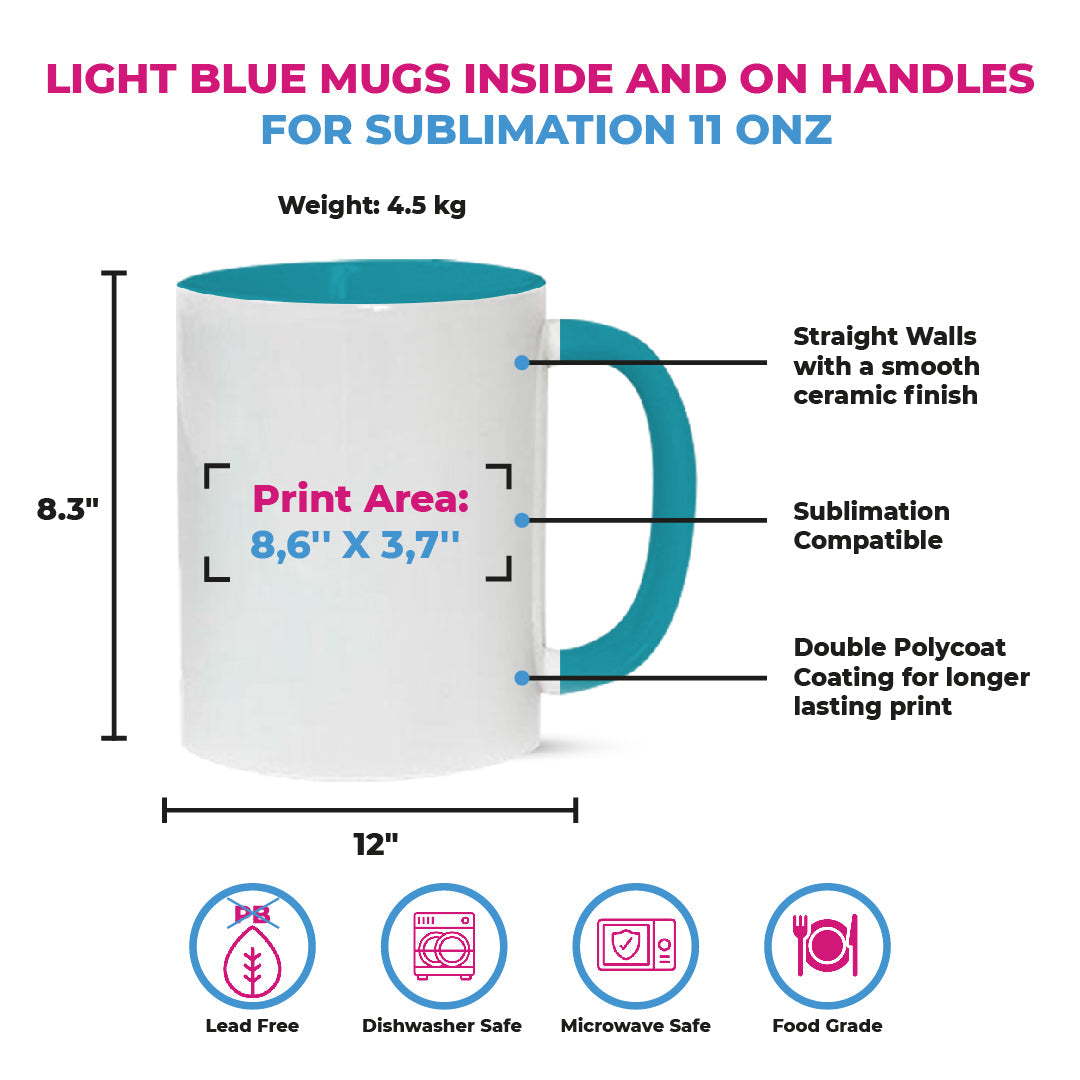 Taza 11 oz blanca de color interno azul claro