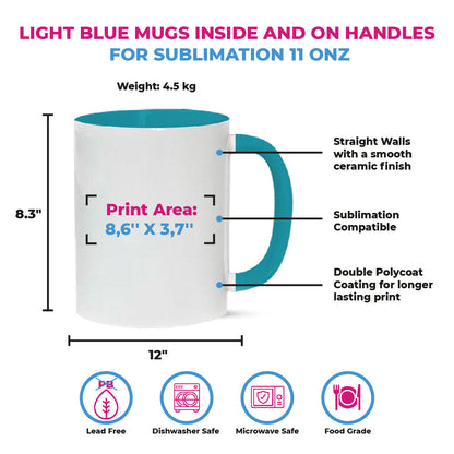 Taza 11 oz blanca de color interno azul claro