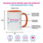 Taza 11 oz blanca de color interno y asa naranja