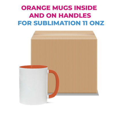 Taza 11 oz blanca de color interno y asa naranja