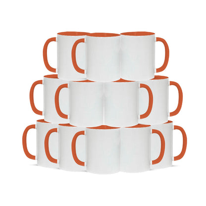 Taza 11 oz blanca de color interno y asa naranja