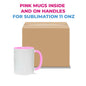 Taza 11 oz blanco de color interior y asa rosado