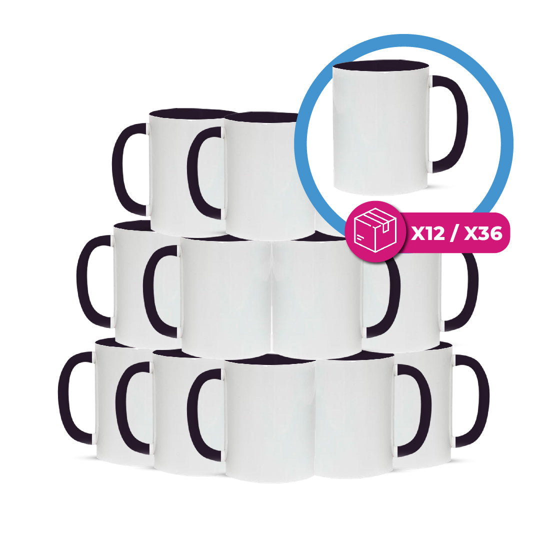 Taza 11 oz blanca de color interior y asa violeta