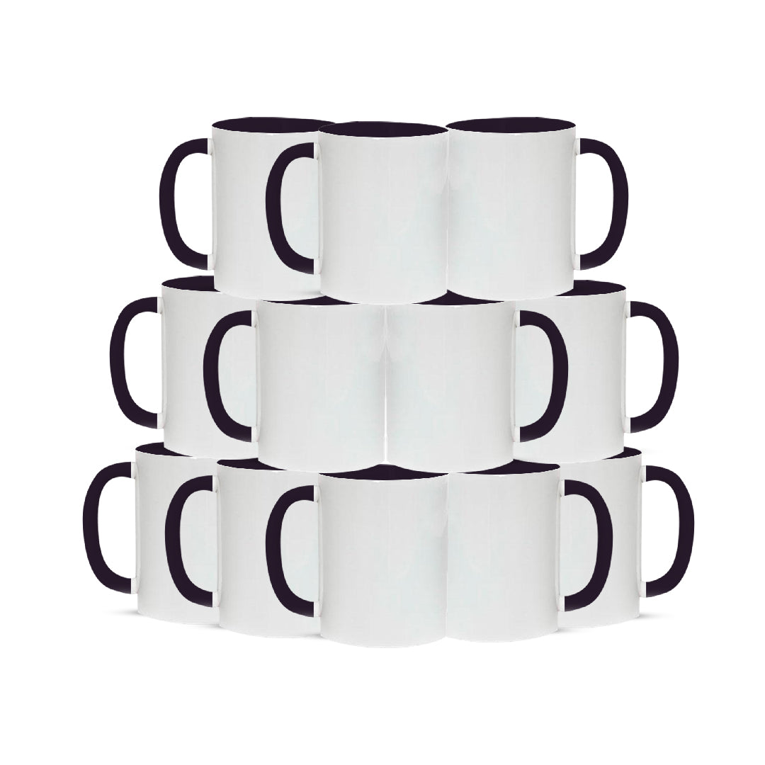 Taza 11 oz blanca de color interior y asa violeta