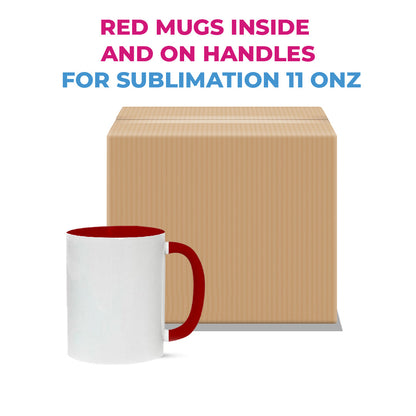 Taza 11 oz blanca de color interno y asa rojo