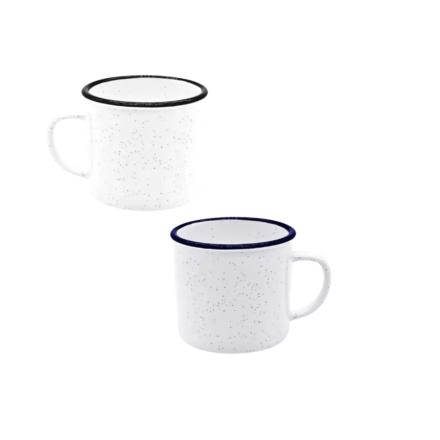 Taza peltre en aluminio blanco con borde Negro 7oz