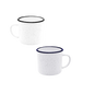 Taza peltre en aluminio blanco con borde Negro 7oz