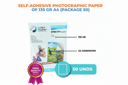 Papel de Sticker autoadhesivo de 135 gr A4 (paquete 50)