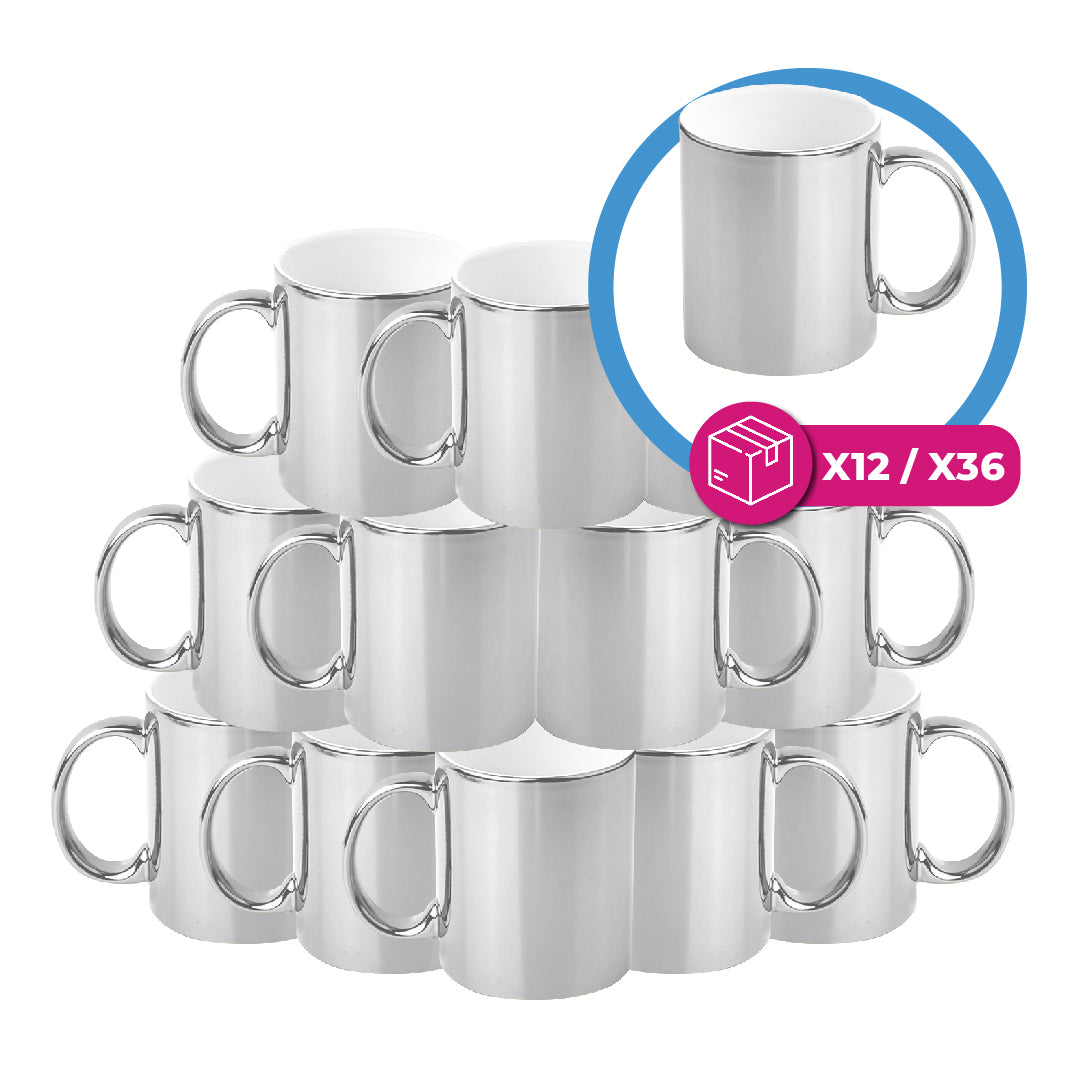 Taza 11 oz Espejo plateado interior blanco