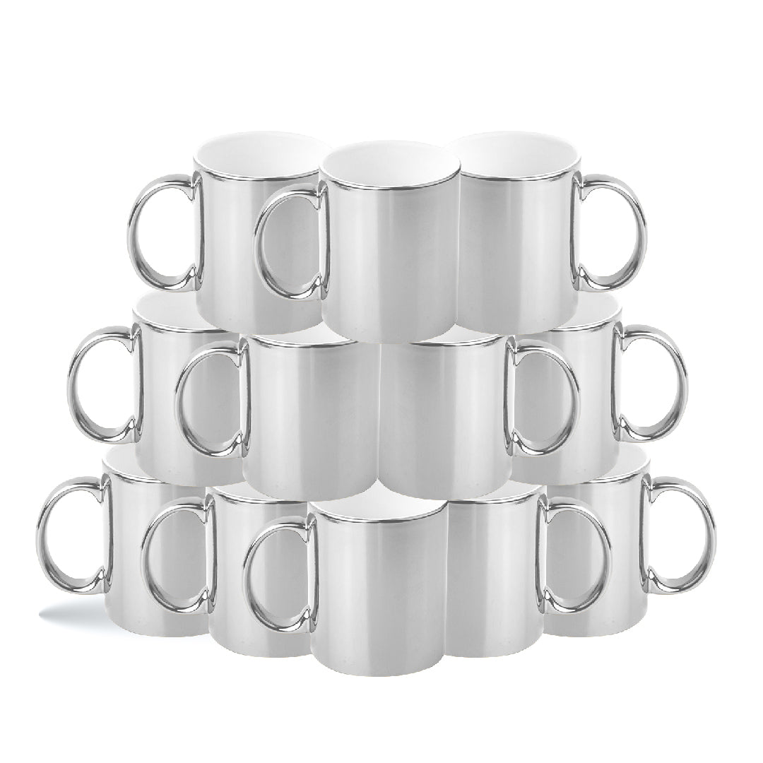 Taza 11 oz Espejo plateado interior blanco