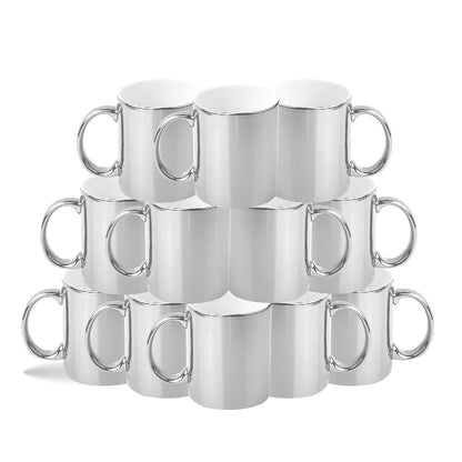 Taza 11 oz Espejo plateado interior blanco