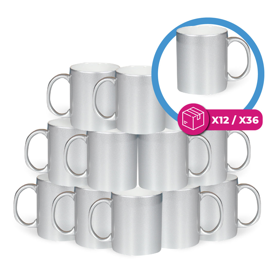 Taza 11 oz plateada mate interior blanco
