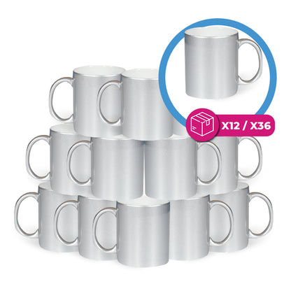 Taza 11 oz plateada mate interior blanco