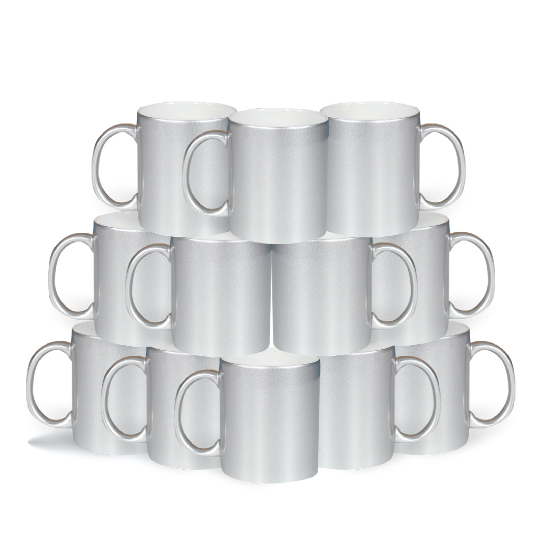 Taza 11 oz plateada mate interior blanco