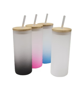 Vaso Frosted con tapa de bambu y sorbeto 690 ml