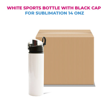 Botella deportiva 750 ml blanca con tapa press botton color negra