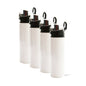Botella deportiva 750 ml blanca con tapa press botton color negra