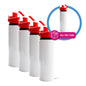 Botella deportiva 750 ml blanca con tapa boton pres color rojo