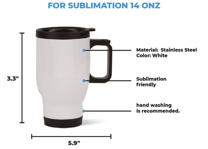 Taza viajera blanca de acero inoxidable 14 oz