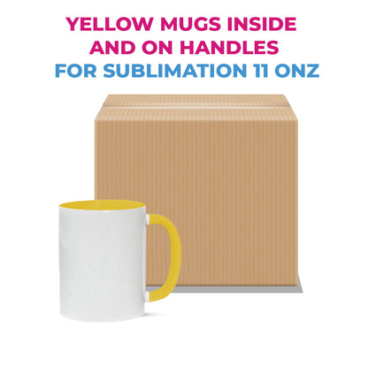 Taza 11 oz blanca de color interno y asa  amarillo