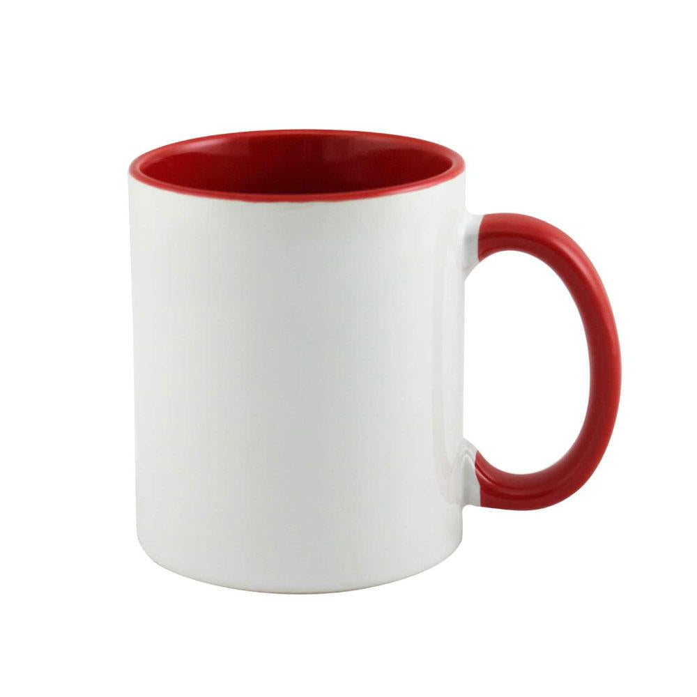 Taza 11oz con oreja de color e interior rojo ztsprinters.com 