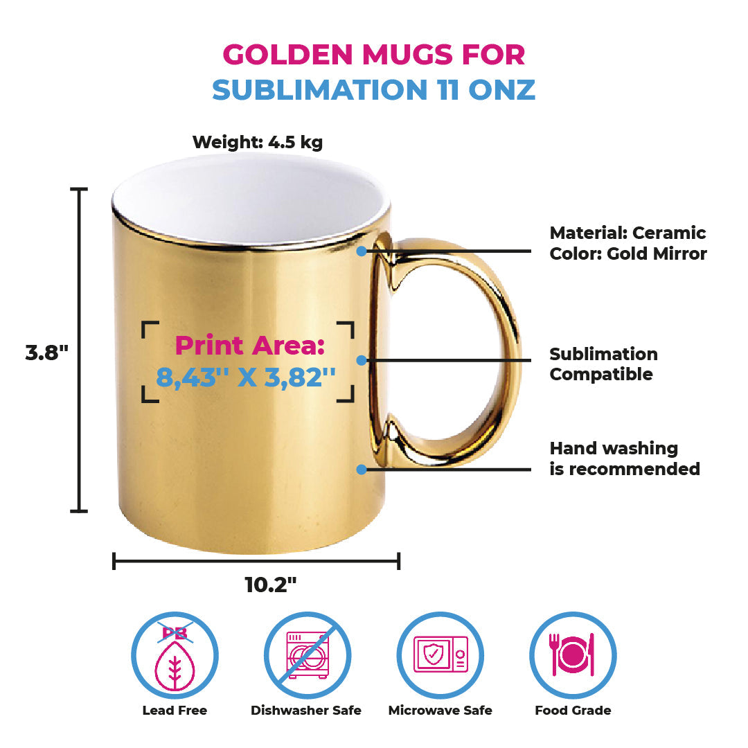 Taza 11 oz Espejo dorada