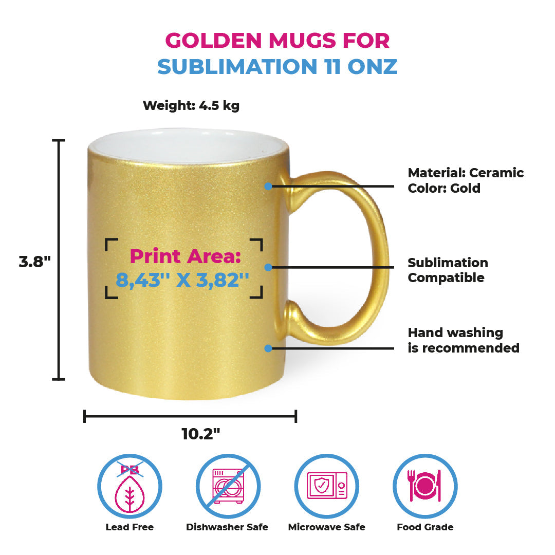 Taza 11 oz dorada mate interior blanco