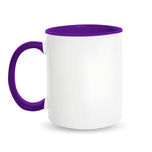Taza 11 oz blanca de color interior y asa violeta