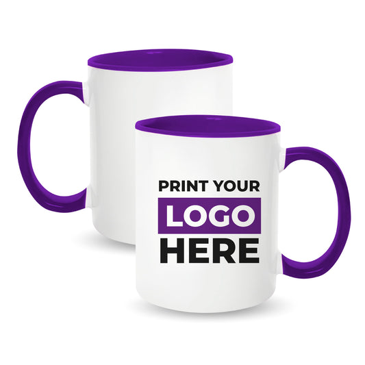 Taza 11 oz blanca de color interior y asa violeta