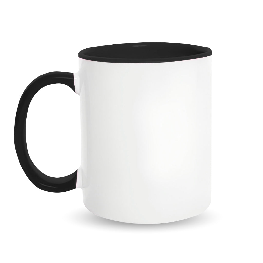 Taza 11 oz blanca de color interno y asa negro