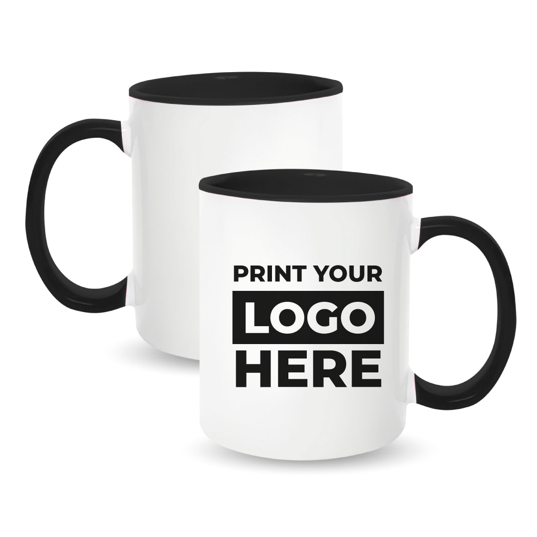 Taza 11 oz blanca de color interno y asa negro