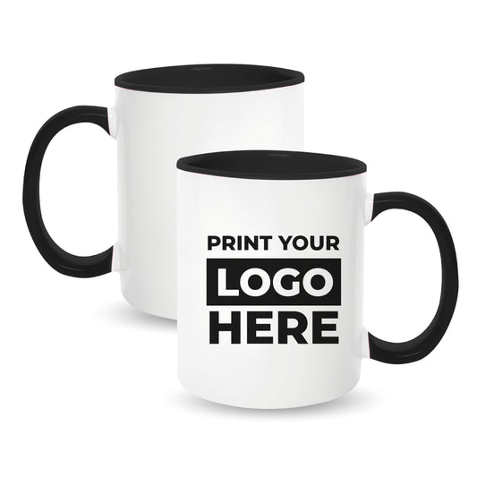 Taza 11 oz blanca de color interno y asa negro