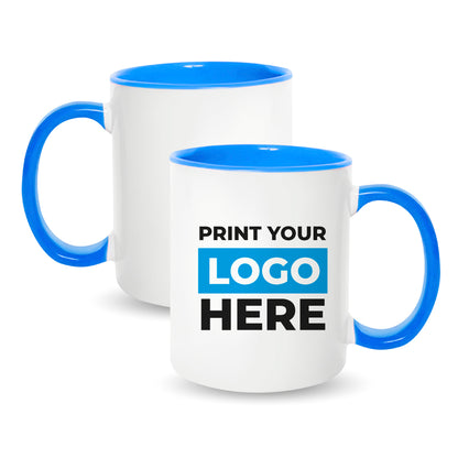 Taza 11 oz blanca de color interno azul claro