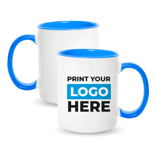 Taza 11 oz blanca de color interno azul claro