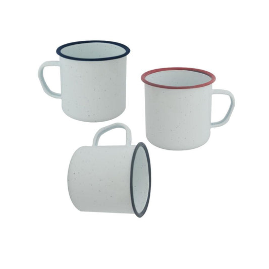 Taza de peltre en aluminio blanco con borde: Negro, Azul o Rojo 110z ztsprinters.com 