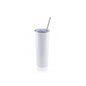 Vaso metalico blanco con tapa transparente y pitillo metalico 20 Oz. ztsprinters.com 