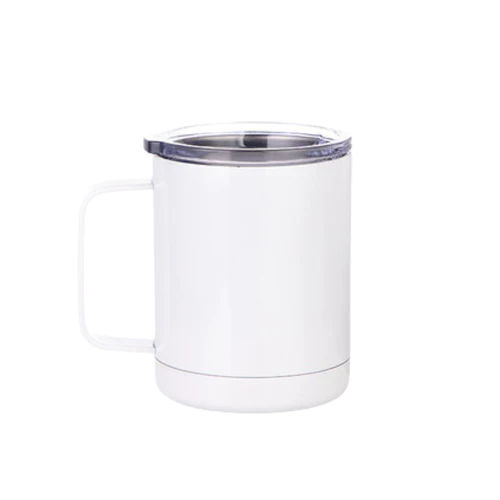 Taza 400ml de metal blanca con manga (13.5oz)