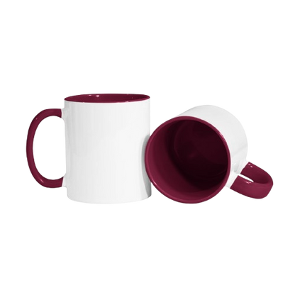 Taza 11 oz blanca de color interno y asa vino