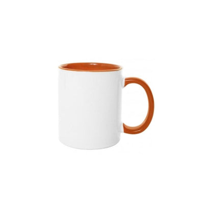 Taza 11oz con oreja de color e interior naranja ztsprinters.com 