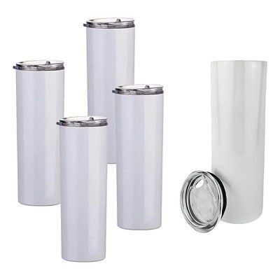Vaso 20oz de Metal blanco con tapa transparente con sorbeto