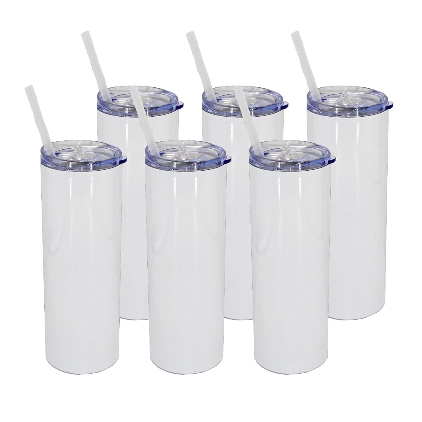Vaso 20oz de Metal blanco con tapa transparente con sorbeto