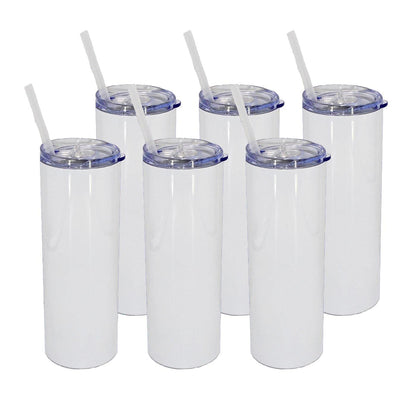 Vaso 20oz de Metal blanco con tapa transparente con sorbeto