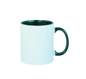 Taza 11 oz blanca de color interno y asa verde oscuro