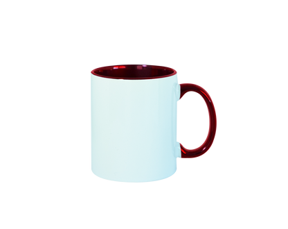 Taza 11 oz blanca de color interno y asa vino