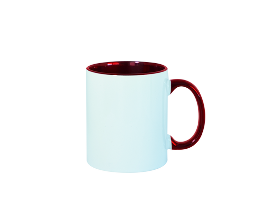 Taza 11 oz blanca de color interno y asa vino